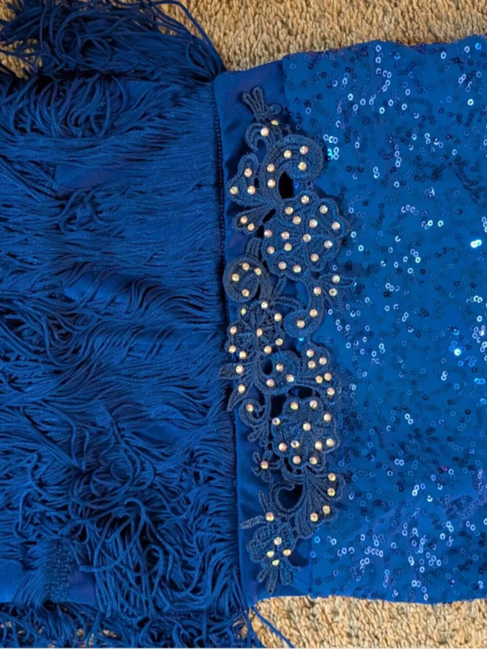 Weissman Blue Sequin & Silver Fringe Dance Costume size 1C